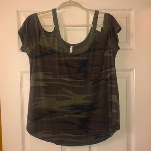 Z Supply cold shoulder camo top